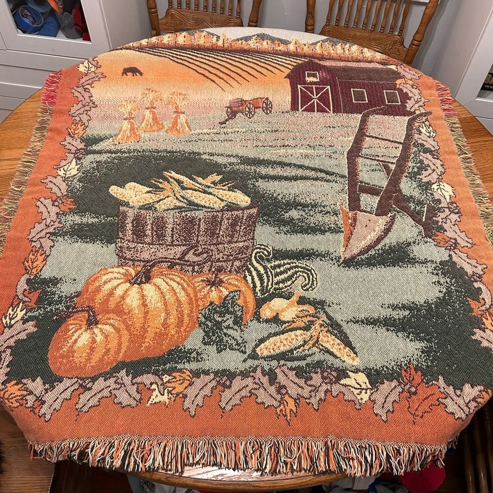 Vintage Autumn Harvest Tapestry Throw Blanket